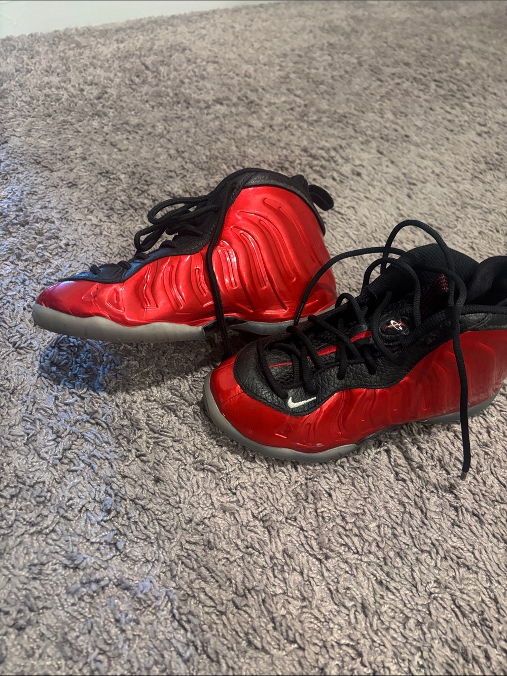 Nike Kids Red Foam-Like Sneakers with Black Accents